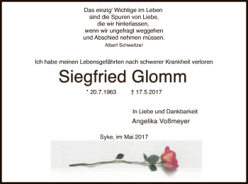 Traueranzeige von Siegfried Glomm von SYK