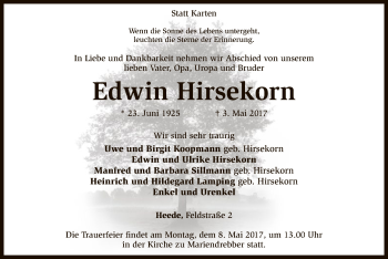 Traueranzeige von Edwin Hirsekorn von SYK