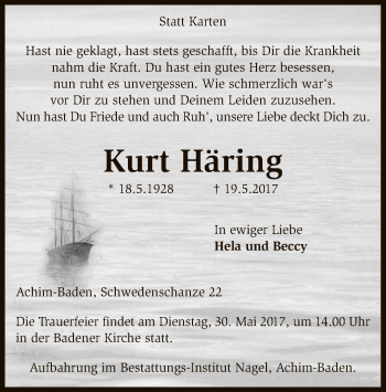 Traueranzeige von Kurt Här-ng von SYK