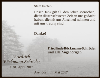 Traueranzeige von Friedrich Bückmann-Schröder von SYK