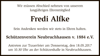 Traueranzeige von Fredi Alfke von SYK