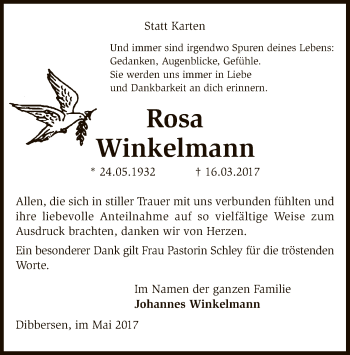 Traueranzeige von Rosa Winkelmann von SYK