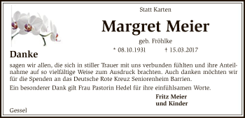 Traueranzeige von Margret Meier von SYK