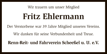 Traueranzeige von Fritz Ehlermann von SYK