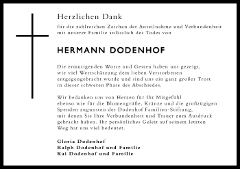 Traueranzeige von Hermann Dodenhof von SYK