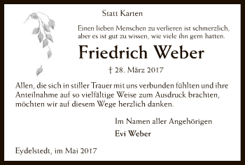 Traueranzeige von Friedrich Weber von SYK