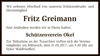 Traueranzeige von Fritz Greimann