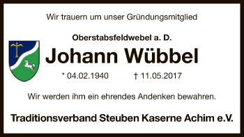 Traueranzeige von Johann Wübbel von SYK