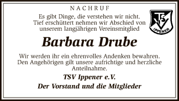 Traueranzeige von Barbara Drube von SYK