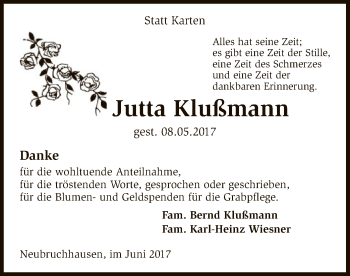 Traueranzeige von Jutta Klußmann von SYK