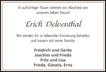 Traueranzeige von Erich Delventhal von SYK