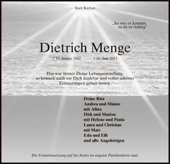 Traueranzeige von Dietrich Menge von SYK