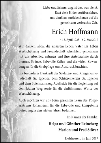 Traueranzeige von Erich Hoffmann von SYK