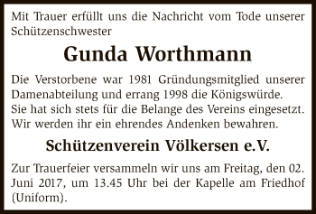 Traueranzeige von Gunda Worthmann von SYK