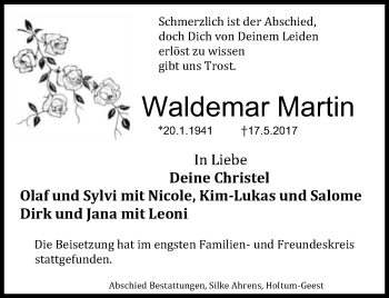 Traueranzeige von Waldemar Martin von SYK