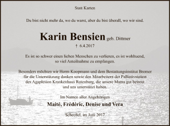 Traueranzeige von Karin Bensien von SYK