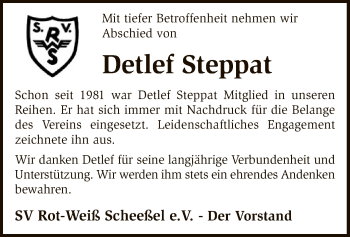 Traueranzeige von Detlef Steppat von SYK