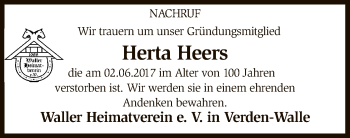 Traueranzeige von Herta Heers von SYK