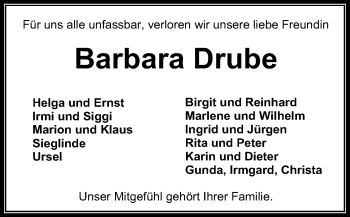 Traueranzeige von Barbara Drube von SYK