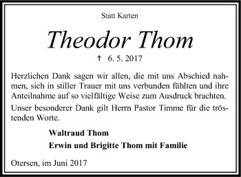 Traueranzeige von Theodor Thom von SYK