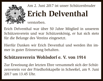 Traueranzeige von Erich Delventhal von SYK