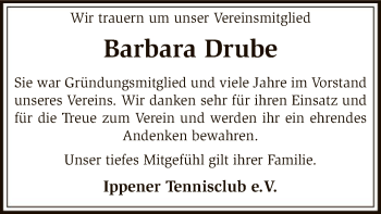 Traueranzeige von Barbara Drube von SYK