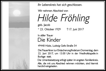 Traueranzeige von Hilde Fröhling von SYK