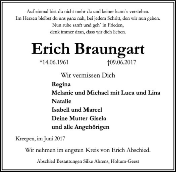 Traueranzeige von Erich Braungart von SYK