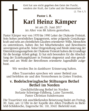 Traueranzeige von Karl Heinz Kämper von SYK