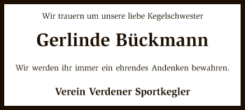 Traueranzeige von Gerlinde Bückmann von SYK