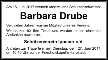 Traueranzeige von Barbara Drube von SYK