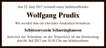 Traueranzeige von Wolfgang Prudix von SYK