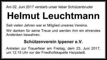 Traueranzeige von Helmut Leuchtmann von SYK