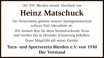 Traueranzeige von Heinz Matschuck von SYK