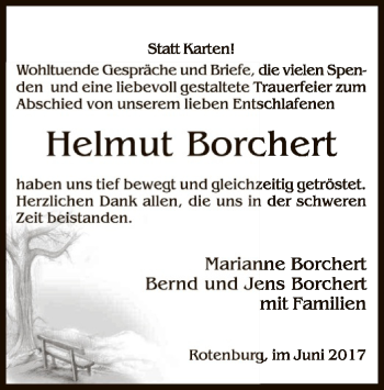 Traueranzeige von Helmut Borchert von SYK