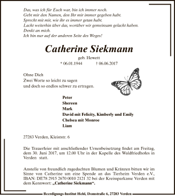 Traueranzeige von Catherine Siekmann von SYK