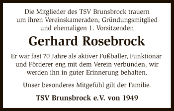 Traueranzeige von Gerhard Rosebrock von SYK