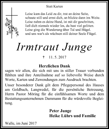 Traueranzeige von Irmtraut Junge von SYK