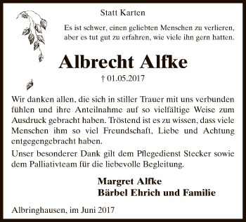 Traueranzeige von Albrecht Alfke von SYK