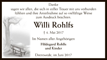 Traueranzeige von Willi Rohlfs von SYK