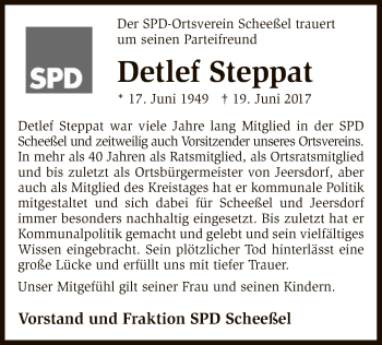 Traueranzeige von Detlef Steppat von SYK