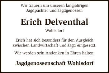 Traueranzeige von Erich Delventhal von SYK