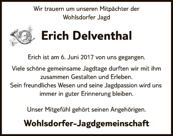 Traueranzeige von Erich Delventhal von SYK