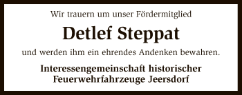 Traueranzeige von Detlef Steppat von SYK