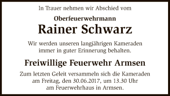 Traueranzeige von Rainer Schwarz von SYK