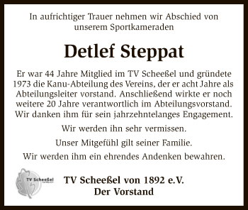 Traueranzeige von Detlef Steppat von SYK