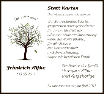 Traueranzeige von Friedrich Alfke von SYK