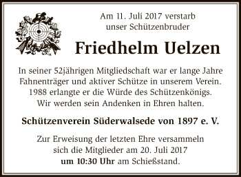 Traueranzeige von Friedhelm Uelzen von SYK