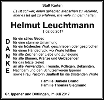 Traueranzeige von Helmut Leuchtmann von SYK