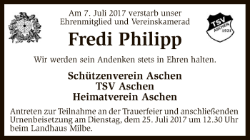 Traueranzeige von Fredi Philipp von SYK